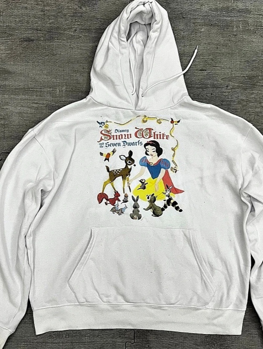 Disney Princess Snow White White Pullover Fleece Hoodie Pockets Women’s L